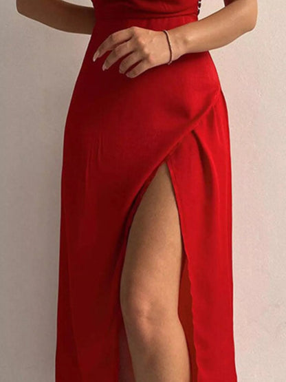Side Slit Spaghetti Maxi Dress