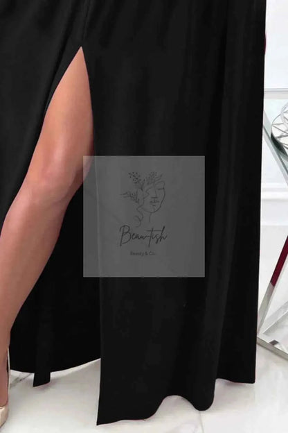 Slit Surplice Long Sleeve Maxi Dress