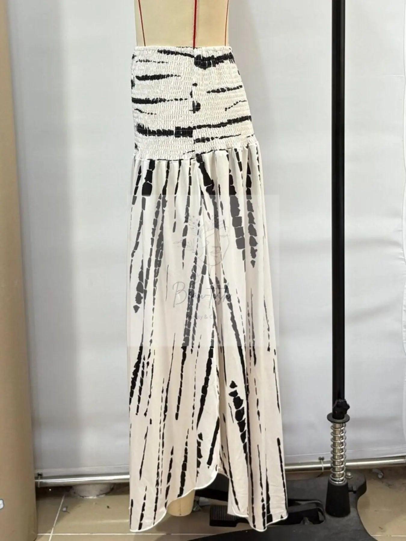 Smocked Asymmetrical Hem Skirt