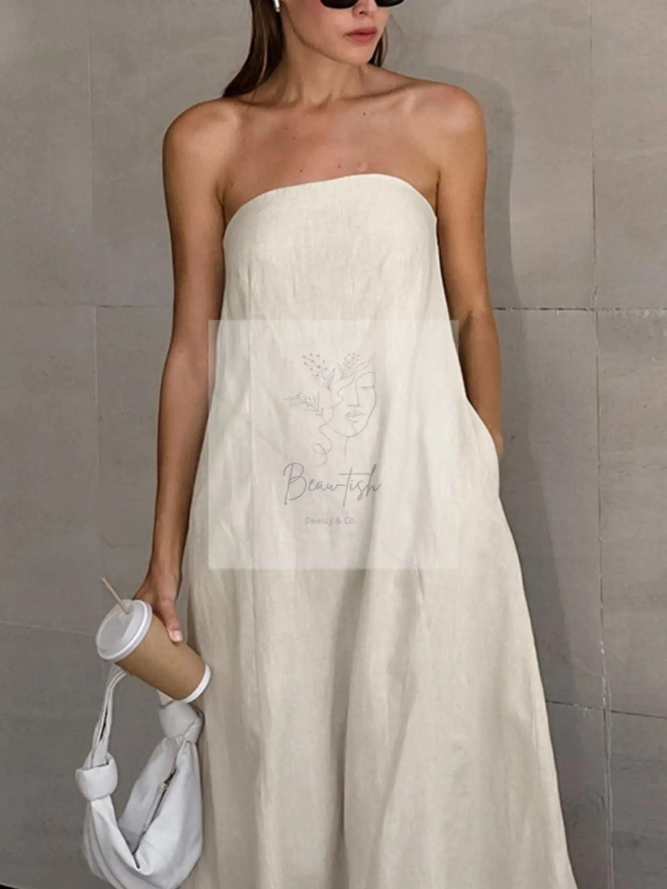 Smocked Back Tube Dress