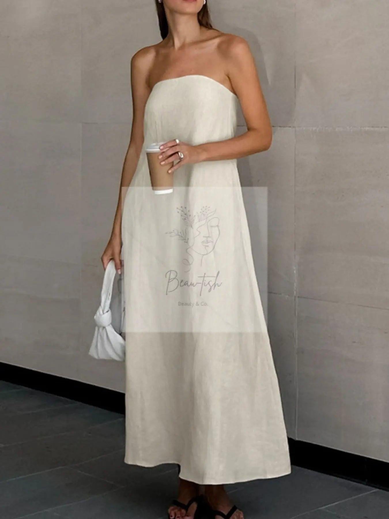 Smocked Back Tube Dress