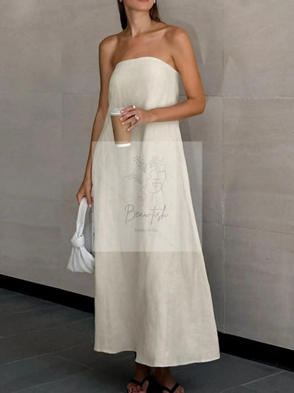 Smocked Back Tube Dress