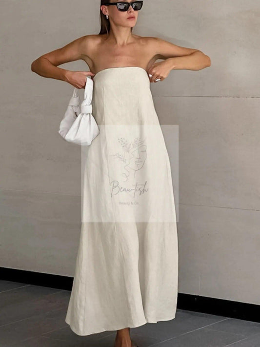 Smocked Back Tube Dress