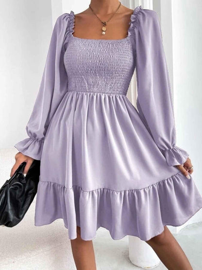 Smocked Flounce Sleeve Mini Dress