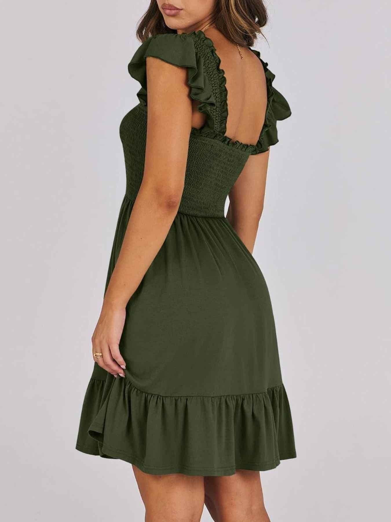 Smocked Ruffle Hem Mini Dress