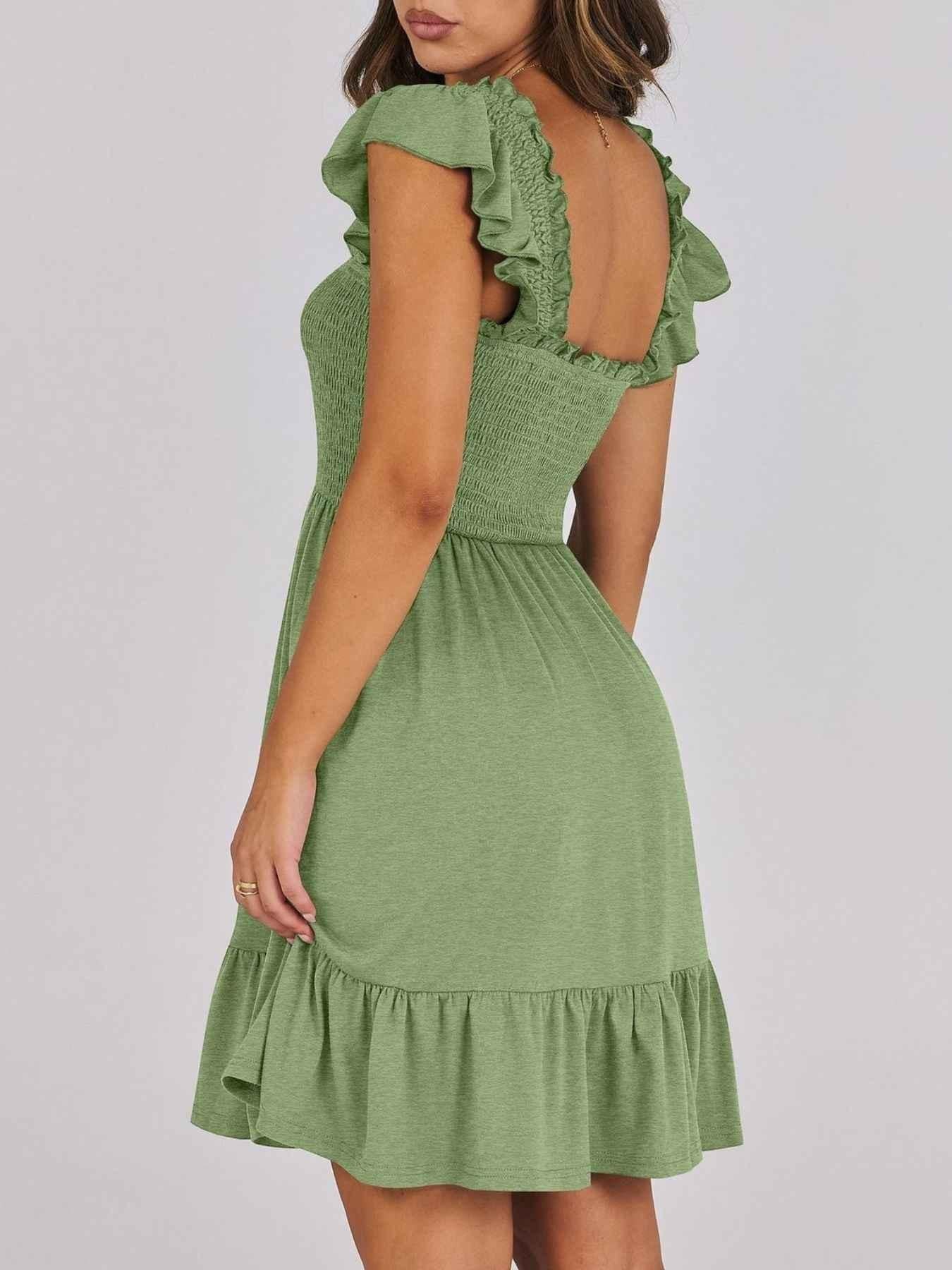 Smocked Ruffle Hem Mini Dress