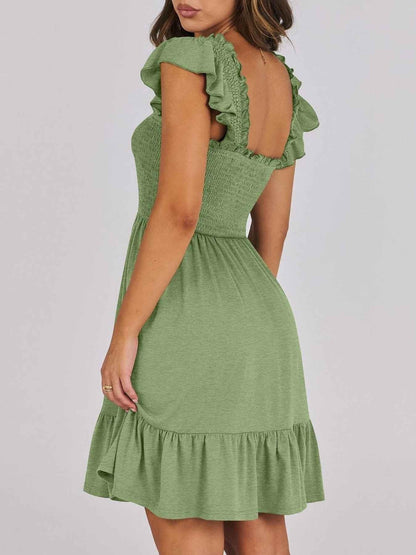 Smocked Ruffle Hem Mini Dress