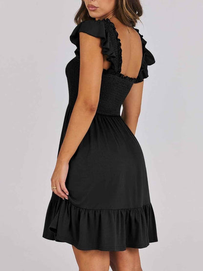 Smocked Ruffle Hem Mini Dress