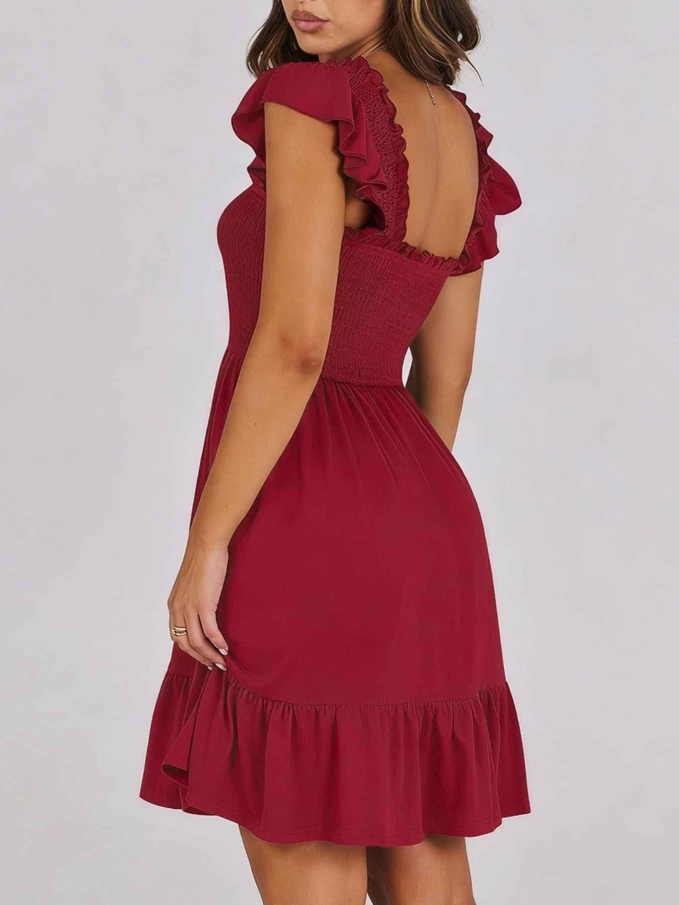 Smocked Ruffle Hem Mini Dress