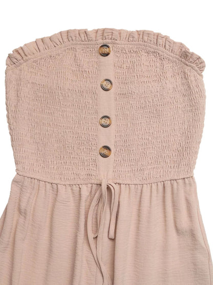 Smocked Tube Top Wide Leg Jumpsuit