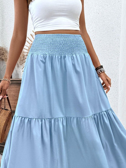 Smocked Waist Tiered Skirt