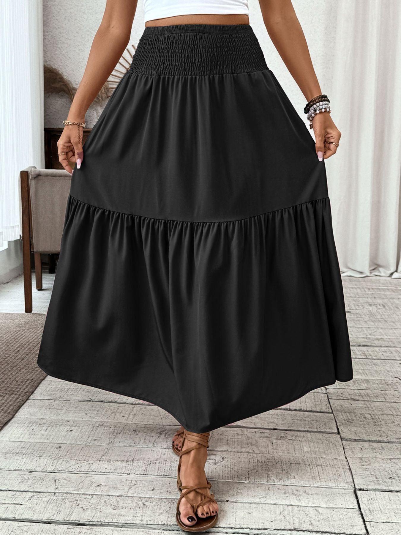 Smocked Waist Tiered Skirt