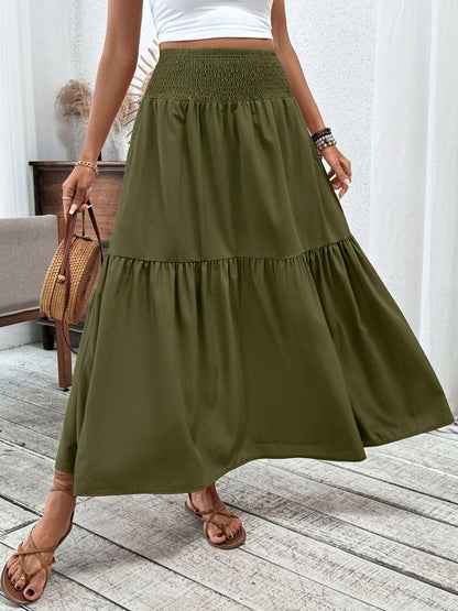 Smocked Waist Tiered Skirt