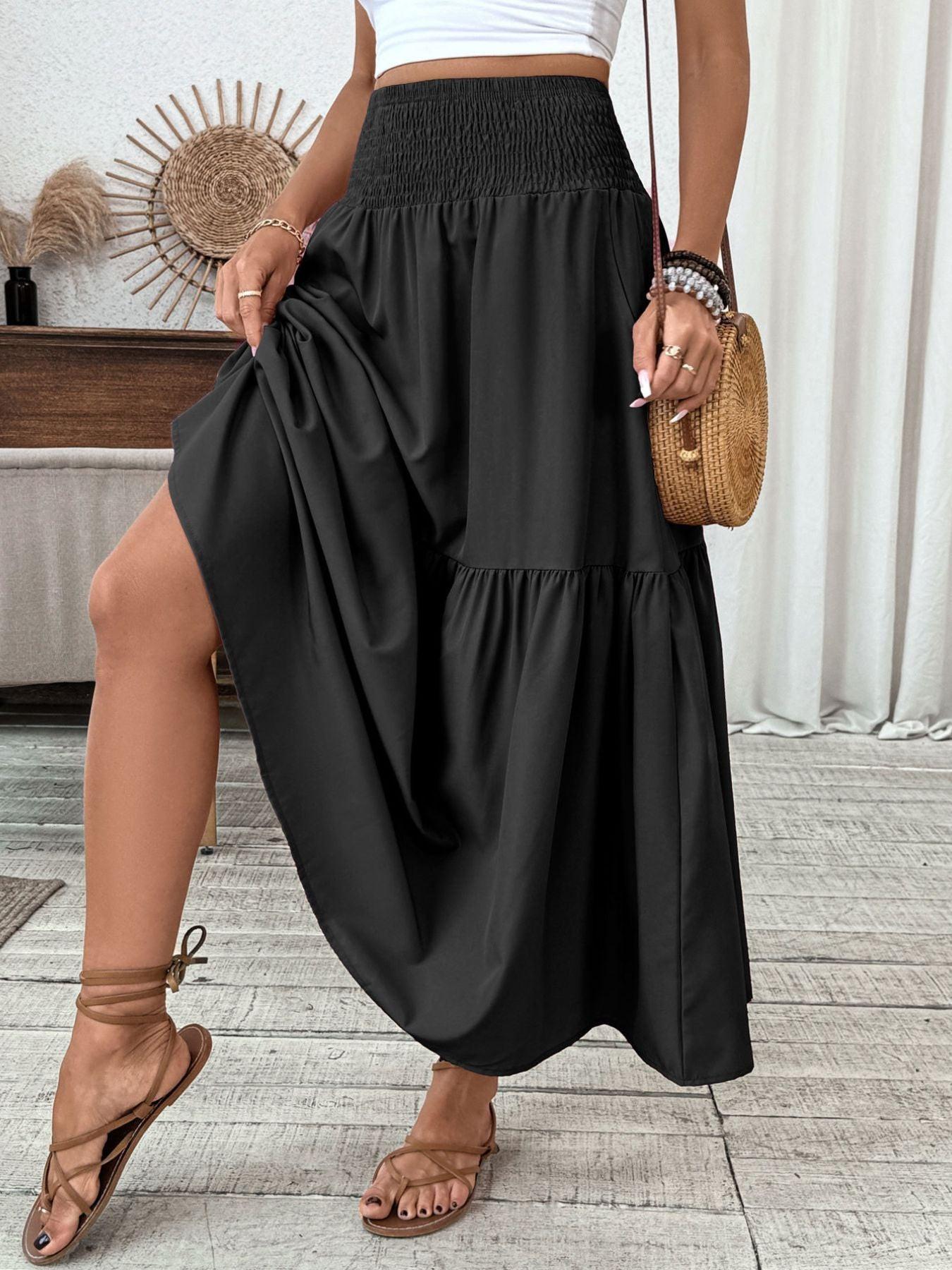 Smocked Waist Tiered Skirt