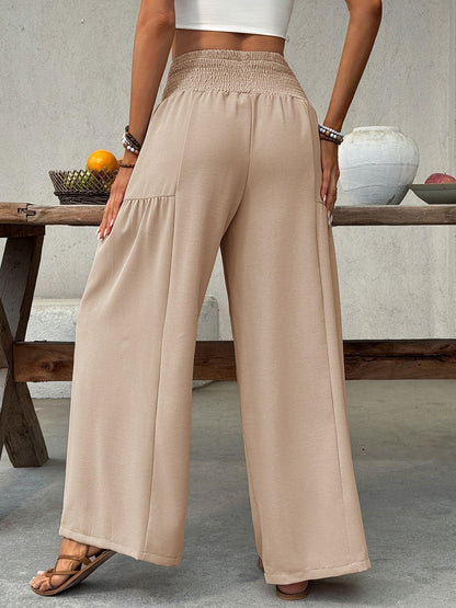 Smocked Waist Wide Leg Pants