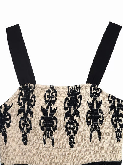 Smocked Wide Strap Tiered Dress