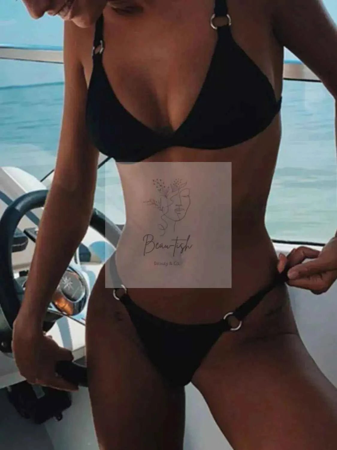 Solid Color Ring Detail Bikini Set