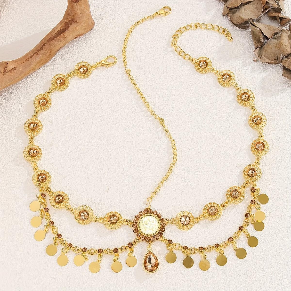 Sparkling Fashion Bridal Wedding Forehead Hair Accessory - Middle Eastern Indian Style Tassel Head Chain