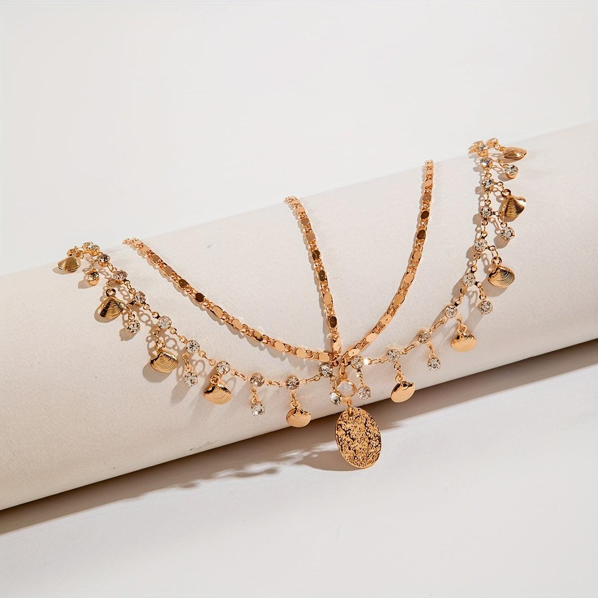 Sparkling Fashion Bridal Wedding Forehead Hair Accessory - Middle Eastern Indian Style Tassel Head Chain