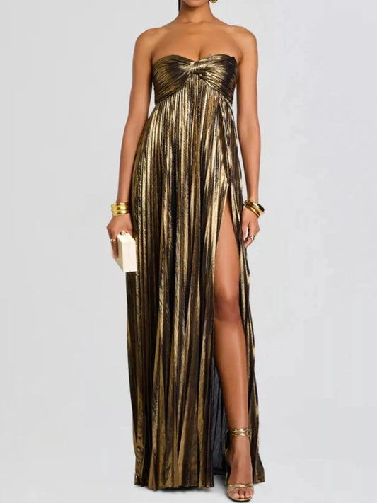 Split Sweetheart Neck Tube Maxi Dress