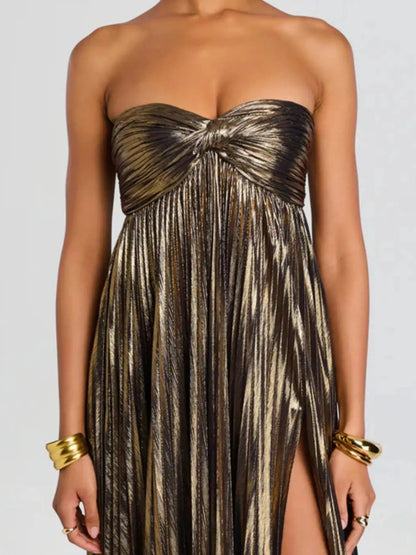 Split Sweetheart Neck Tube Maxi Dress