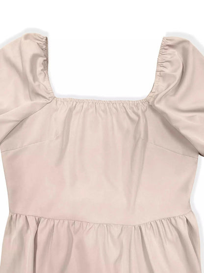 Square Neck Puff Sleeve A-Line Mini Dress