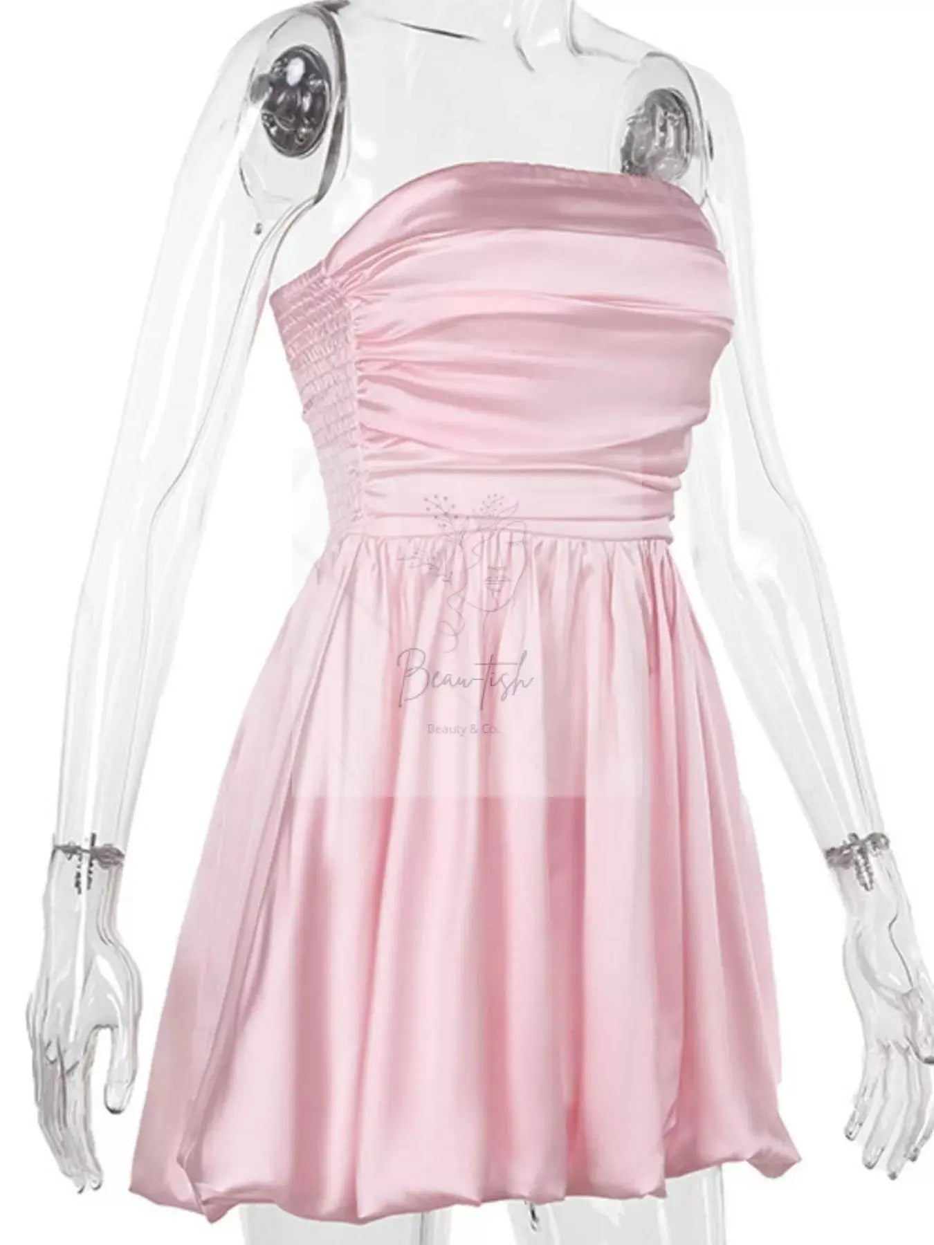 Strapless Ruched Mini Bubble Dress