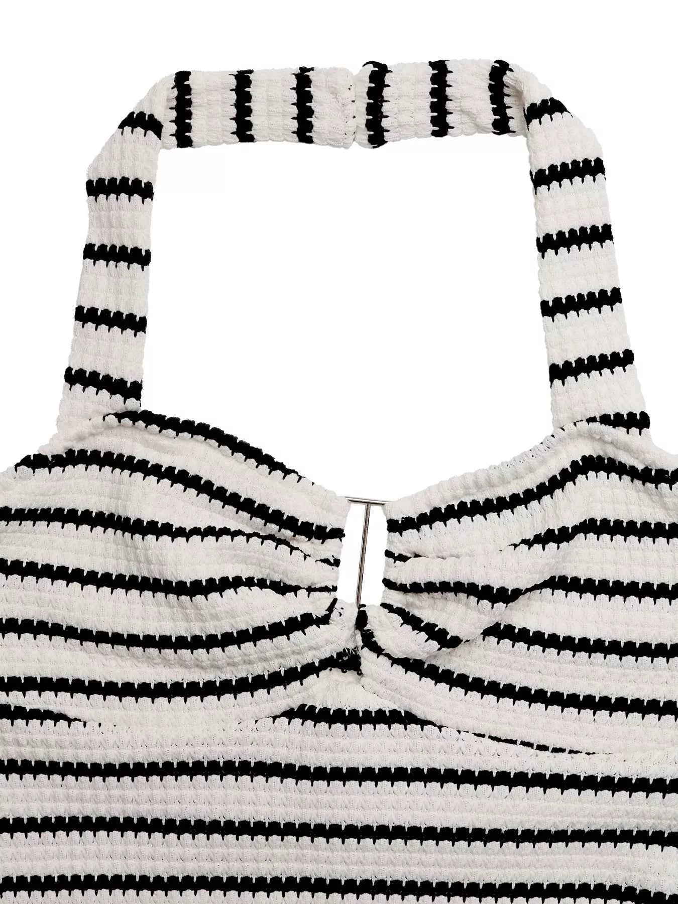 Striped Halter Neck Knit Mini Dress