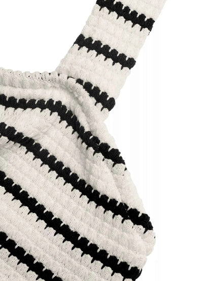 Striped Halter Neck Knit Mini Dress