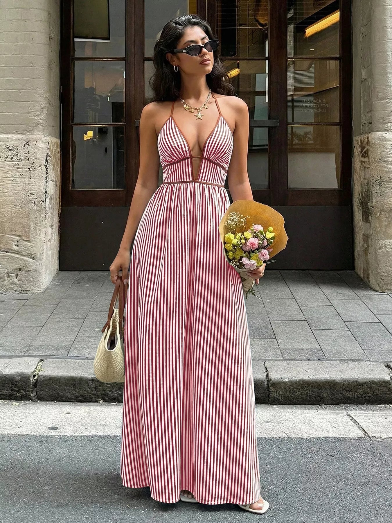 Striped Smocked Halter Maxi
