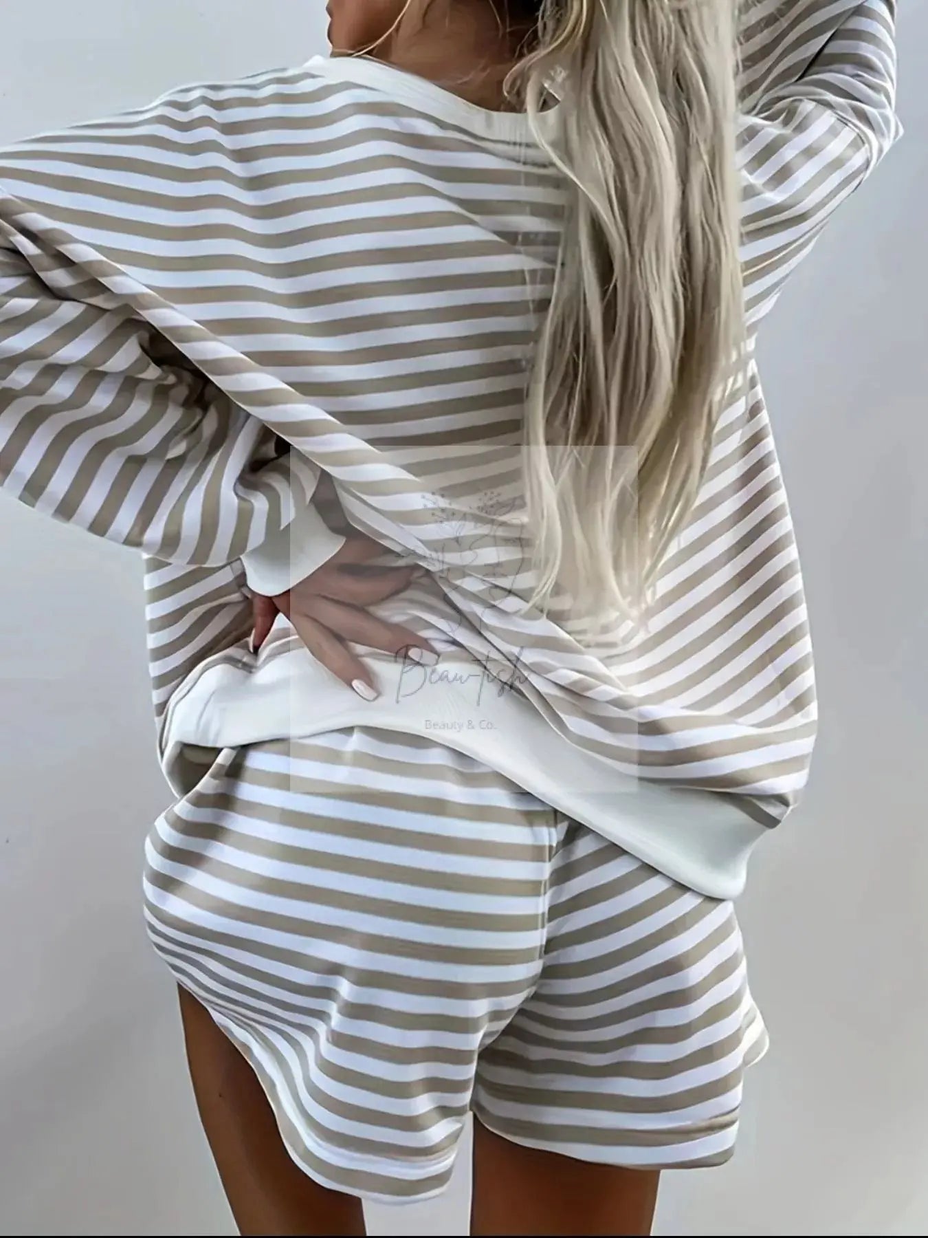 Striped V-Neck Top and Shorts Set