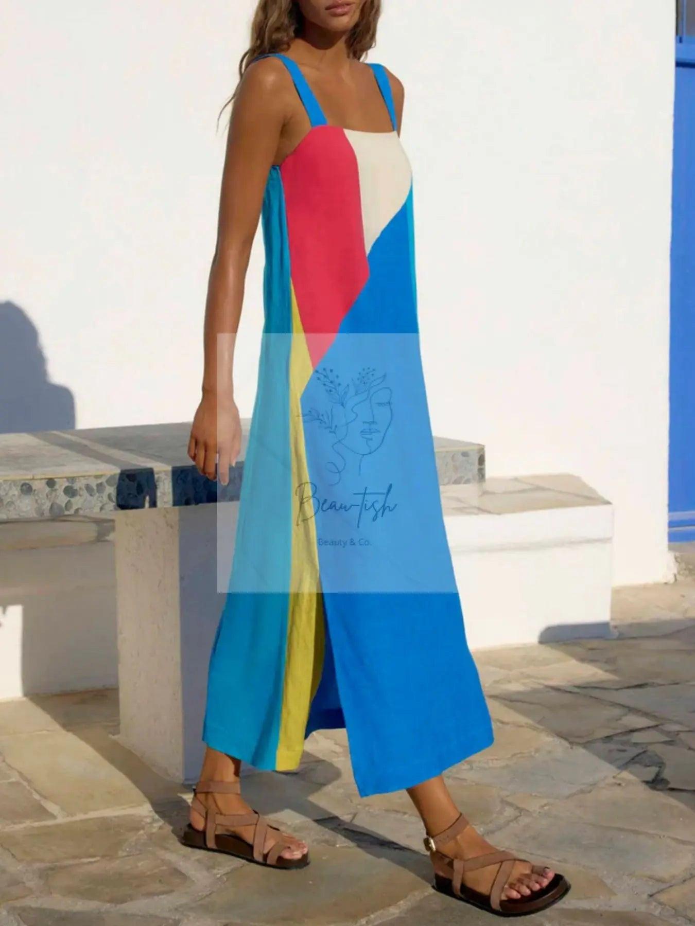 Striped Wide Strap Midi Dress