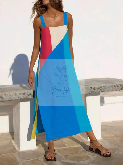 Striped Wide Strap Midi Dress