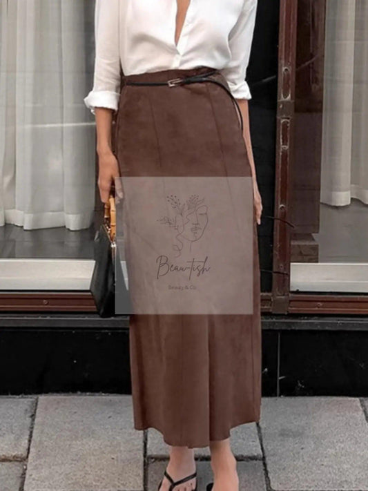 Suede Midi Skirt