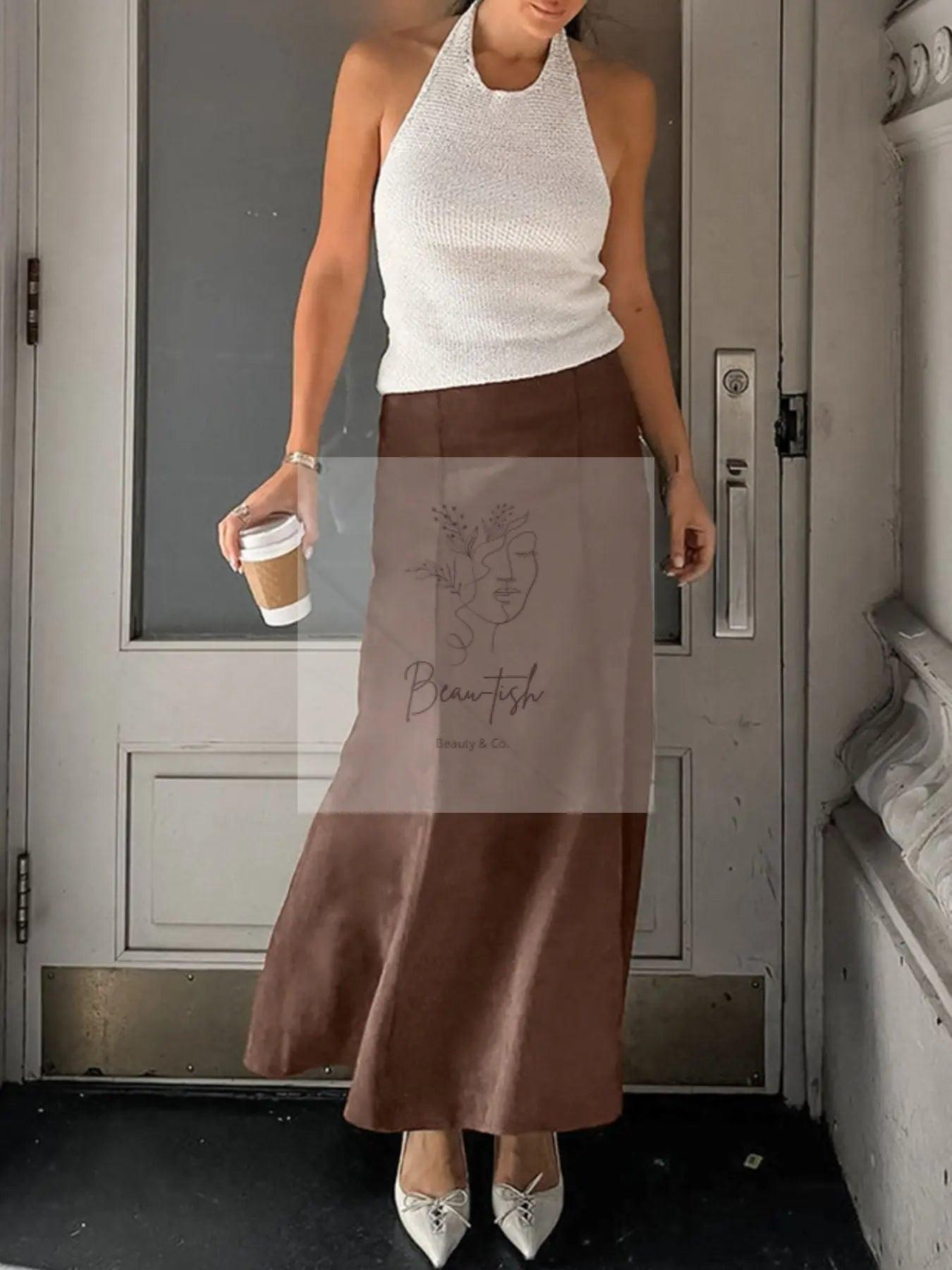 Suede Midi Skirt