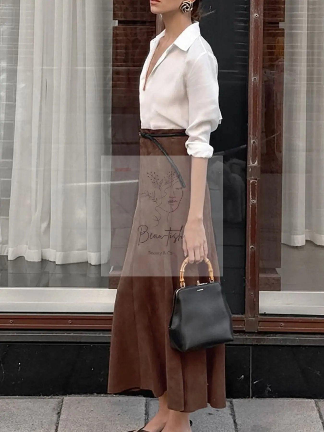 Suede Midi Skirt