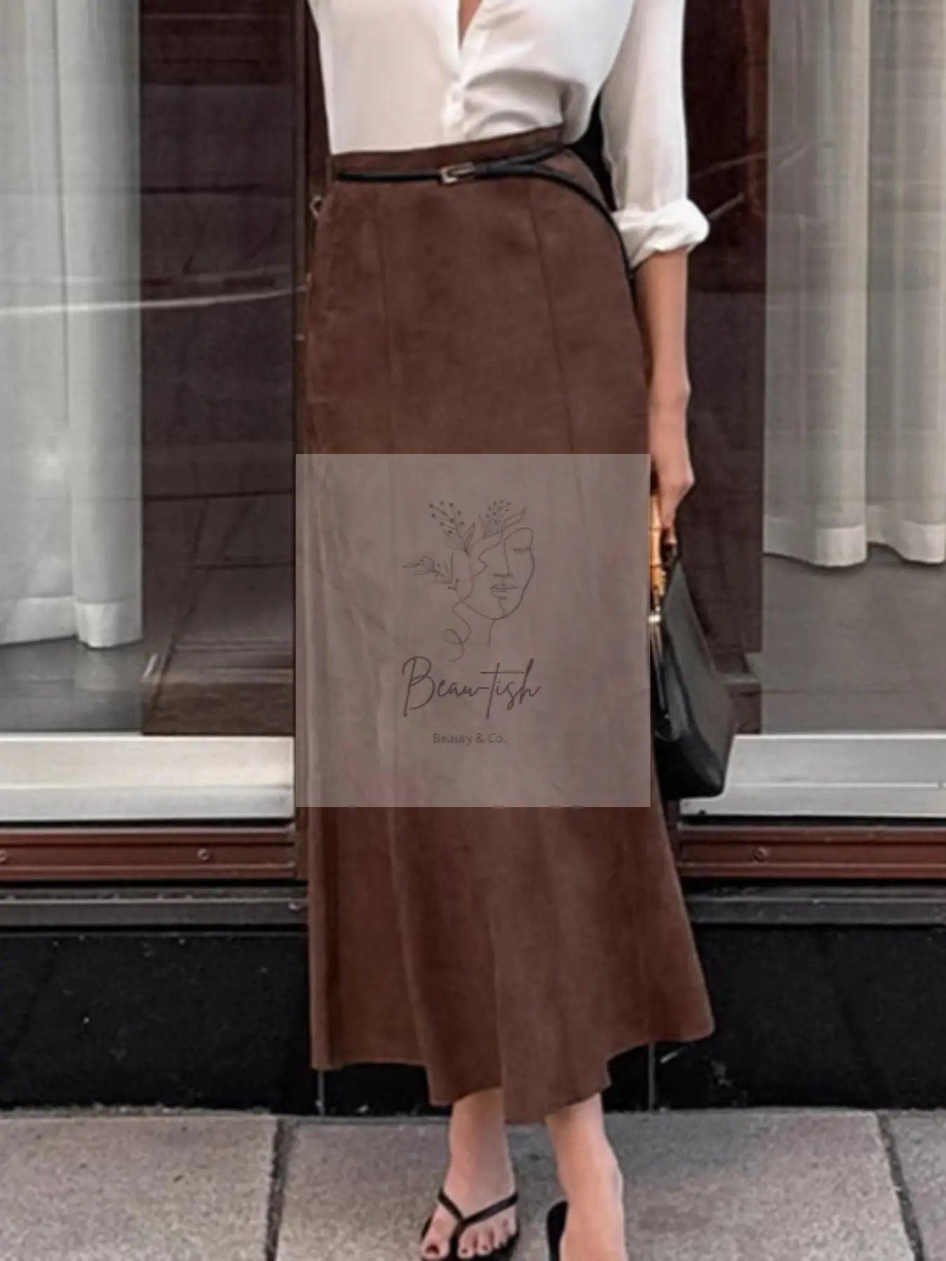 Suede Midi Skirt