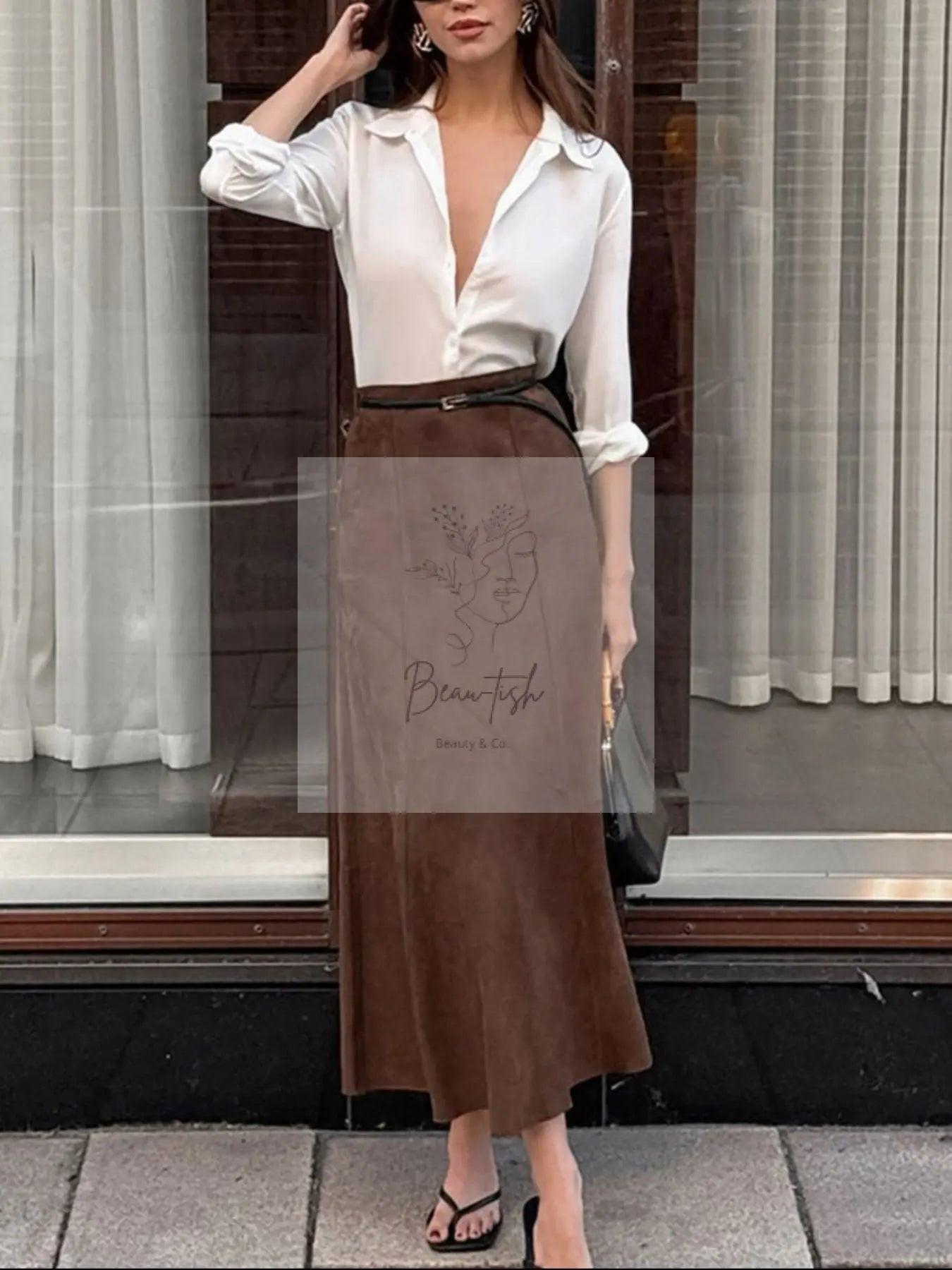 Suede Midi Skirt