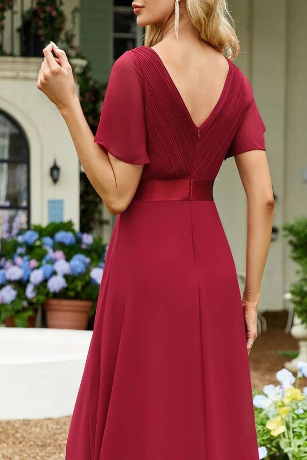Surplice Flutter Sleeve Maxi Dress