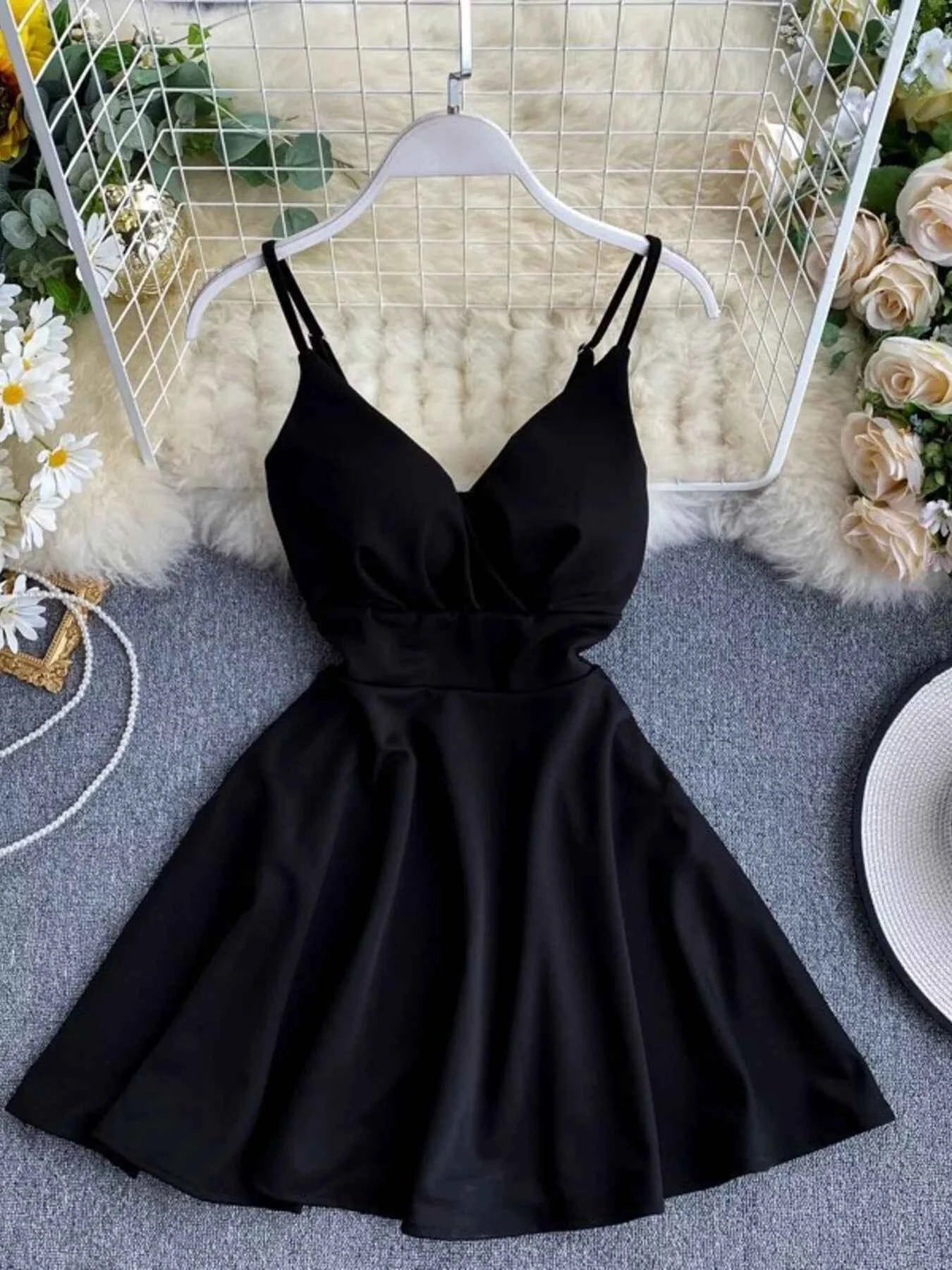 Surplice Spaghetti Strap Mini Dress