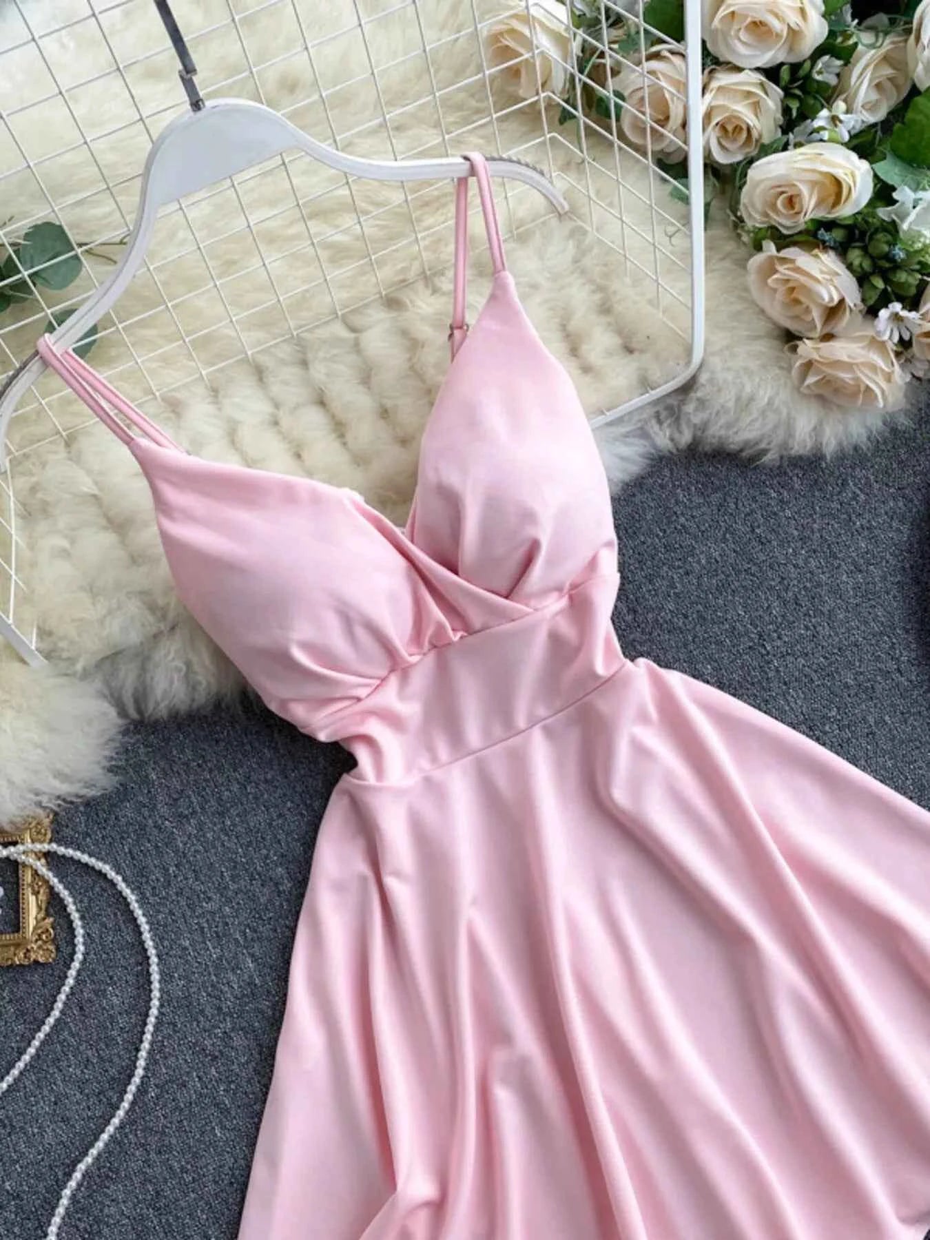 Surplice Spaghetti Strap Mini Dress