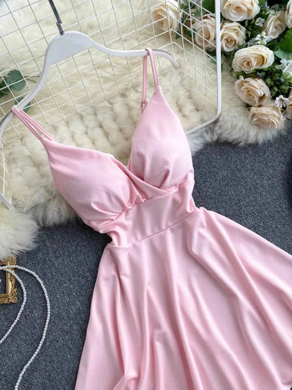 Surplice Spaghetti Strap Mini Dress