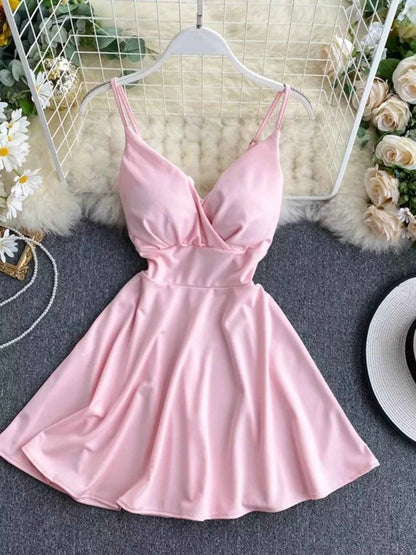Surplice Spaghetti Strap Mini Dress