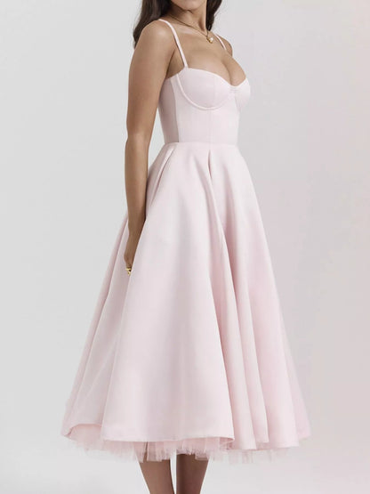 Sweetheart Neck A-Line Midi Dress