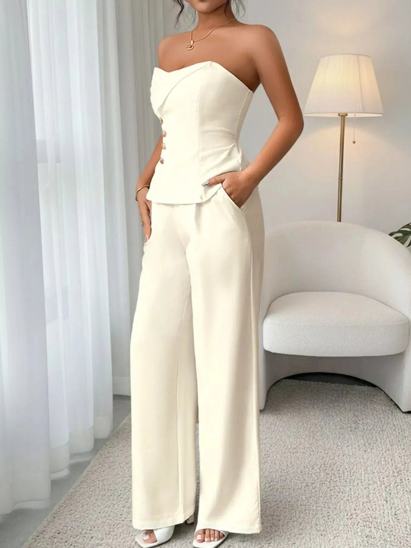 Sweetheart Neck Tube Top and Pants Set