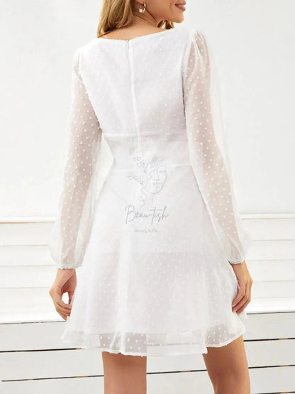 Swiss Dot Long Sleeve Mini Dress