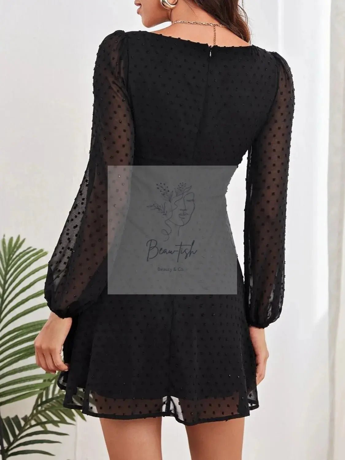 Swiss Dot Long Sleeve Mini Dress