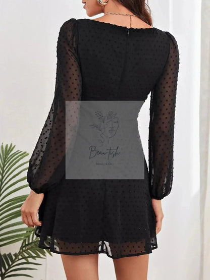 Swiss Dot Long Sleeve Mini Dress