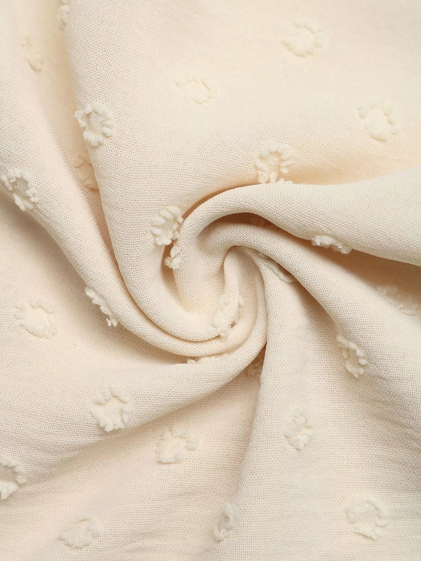 Swiss Dot Ruffled Button-Down Shirt
