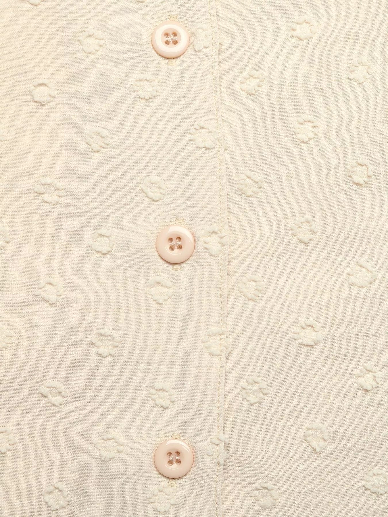 Swiss Dot Ruffled Button-Down Shirt